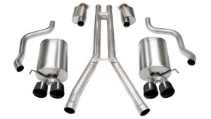 Cadillac XLR Performance Exhaust - Dual Rear - CORSA Performance - Cat-Back, Twin 3.5in Black Pro-Series Tips - Black - `04-`08